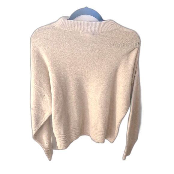 H&M Wool Pearl Studded Oversized Crewneck Sweater Women's Small Preppy Holiday - Picture 10 of 12